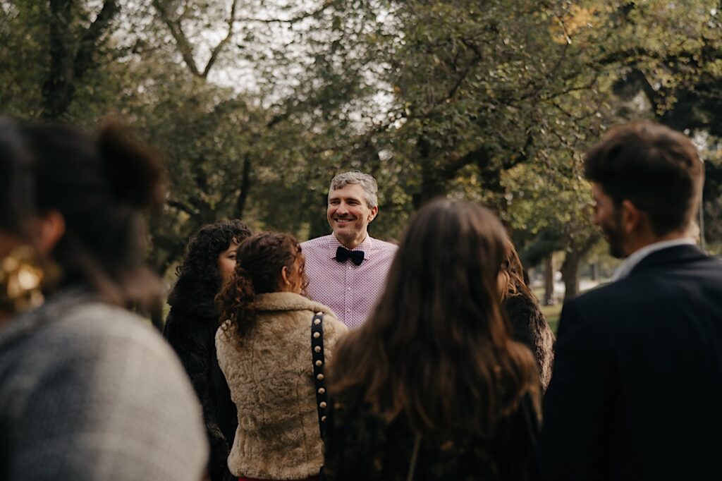 011_wedding guests at the circle of trees Edinburgh Gardens Fitzroy