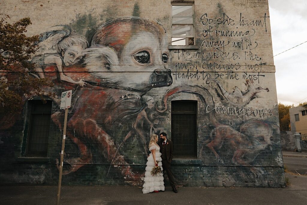 068_couple having portraits after wedding ceremony Edinburgh Gardens Fitzroy
