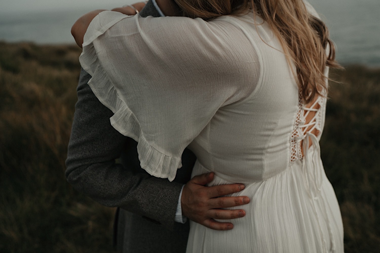 65_Flinders Elopement Mornington Peninsula Wedding detail photo of brides dress