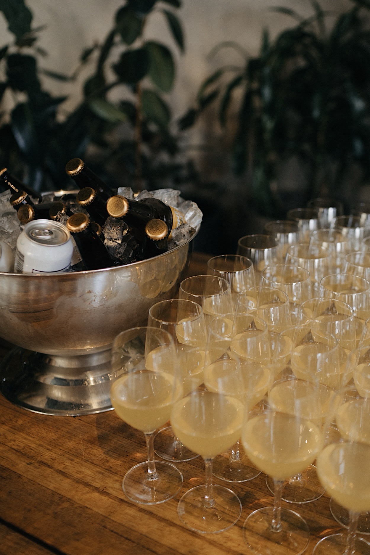 057_bar-detail-glasshaus-brucke-weddding-melbourne-richmond Champagne glasses lined up at the bar at the Glasshaus Brucke wedding in Richmond, Melbourne